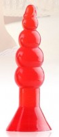Красная анальная пробка-елочка с присоской