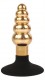 Золотисто-черная анальная пробка-елочка с ограничителем - 9 см.
