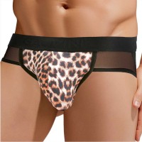 Сексуальные мужские трусы-джоки с леопардовой вставкой по центру Gauvine Сексуальные мужские трусы-джоки с леопардовой вставкой по центру Gauvine