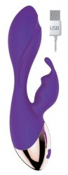 Фиолетовый вибратор с клиторальным зайчиком