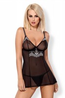 Полупрозрачная сорочка бэби-долл с изысканной кружевной отделкой Obsessive Полупрозрачная сорочка бэби-долл с изысканной кружевной отделкой Obsessive