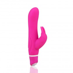 Розовый вибратор со стимуляцией клитора - 21 см. Розовый вибратор со стимуляцией клитора - 21 см.