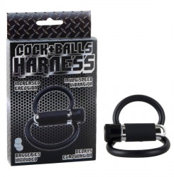 Черное двойное эрекционное кольцо COCK+BALLS Harness W. Multispeed Bullet