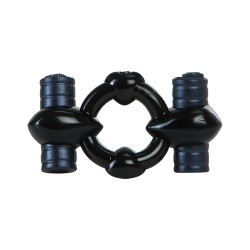 Чёрное эрекционное кольцо с 2 виброэлементами Vibrating Cock Ring Let S Go