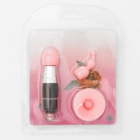 Черный вибратор-брелок с 3 сменными насадками Черный вибратор-брелок с 3 сменными насадками