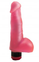 Гелевый виброфаллос розового цвета - 17,8 см.