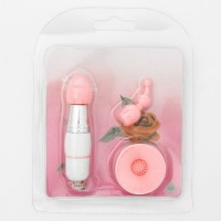 Белый вибратор-брелок с 3 сменными насадками Белый вибратор-брелок с 3 сменными насадками