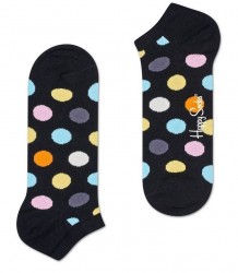 Черные носки-унисекс Big Dot Low Sock в крупный цветной горох Happy socks