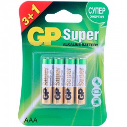 Батарейки Gp Super Alkaline ААA/LR03 24А - 3+1 шт.