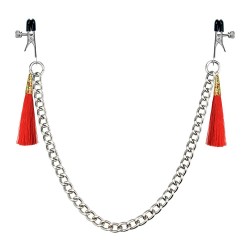 Зажимы на соски с красными кистями Tassel Nipple Clamp With Chain