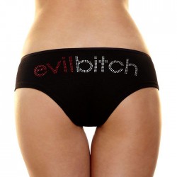 Трусики-слип с надписью стразами Evil bitch Hustler Lingerie