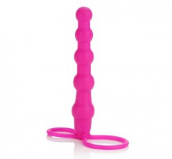 Розовый страпон на пенис Silicone Love Rider Beaded Dual Penetrator Розовый страпон на пенис Silicone Love Rider Beaded Dual Penetrator