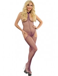 Фиолетовый кэтсьюит с вырезами на груди, бёдрах и в шагу La Blinque