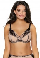 Бюстгальтер на косточках с отделкой кружевом и леопардовым кантом AVA