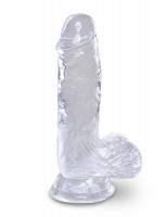 Прозрачный фаллоимитатор King Cock Clear 5 Cock with Balls - 15,2 см.