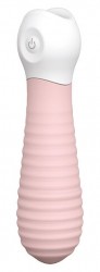 Розовый силиконовый мини-вибромассажер Ribbed Baby Boo - 12 см.