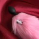 Черная анальная пробка с розовым светящимся хвостом