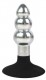 Серебристо-черная анальная пробка-елочка с круглым ограничителем - 9 см.