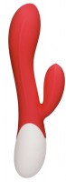 Красный вибратор-кролик Passion с функцией нагрева - 20 см.