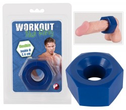 Широкое синее кольцо для пениса Workout Nut Ring