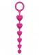 Розовая анальная цепочка с шариками-сердечками Heart Beads - 23 см.