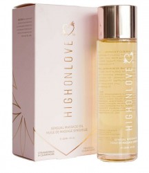 Массажное масло с ароматом клубники и шампанского High On Love Massage Oil Strawberries  Champagne - 120 мл.