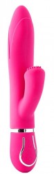 Розовый вибратор 10-SPEED Tender Tulip со стимулятором клитора - 22 см.