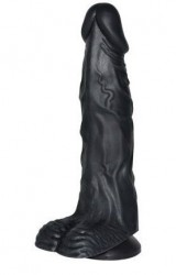 Чёрный фаллоимитатор Sitabellа с присоской в основании - 18,8 см.