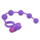 Фиолетовое эрекционное виброкольцо с анальной цепочкой Triple Pleasure