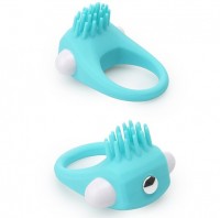 Голубое эрекционное кольцо с щеточкой LIT-UP Silicone Stimu Ring 5