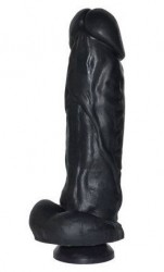 Чёрный фаллоимитатор с пышным стволом и присоской - 20,5 см.
