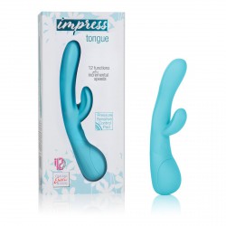 Голубой вибромассажер Impress Tongue со стимуляцией клитора - 18 см. Голубой вибромассажер Impress Tongue со стимуляцией клитора - 18 см.