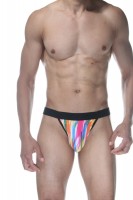 Мужские трусы-стринги с принтом в виде разноцветных мазков кисти Don Moris Мужские трусы-стринги с принтом в виде разноцветных мазков кисти Don Moris