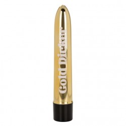 Золотистый классический вибратор Naughty Bits Gold Dicker Personal Vibrator - 19 см.