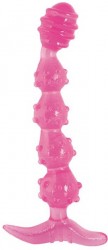 Розовые анальные шарики на жесткой сцепке - 25,4 см.