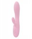 Нежно-розовый вибратор Kiara с клиторальным отростком - 18,3 см.