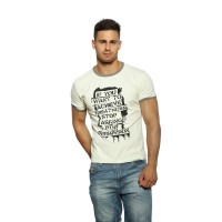 Светло-бежевая мужская футболка с принтом-девизом Scandaloso