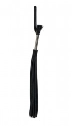 Чёрная кожаная плеть с 25 хвостами и металлической ручкой - 53 см.