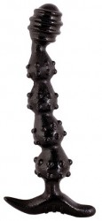 Черные анальные шарики на жесткой сцепке - 25,4 см.