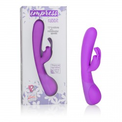 Фиолетовый вибромассажер Impress Rabbit со стимуляцией клитора - 18 см. Фиолетовый вибромассажер Impress Rabbit со стимуляцией клитора - 18 см.