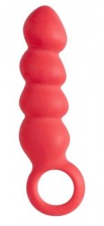 Красный анальный стимулятор в форме ёлочки с кольцом