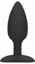 Черная анальная пробка Glow с вибрацией и подогревом - 12 см.