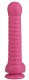 Розовый рельефный фаллоимитатор с мошонкой - 27,5 см.