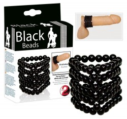 Широкое эрекционное кольцо из бусинок Black Beads