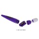 Фиолетовый вибростимулятор с насадками - 17,6 см.