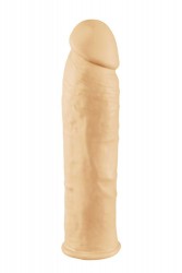 Телесная силиконовая насадка на пенис с вибрацией Orgasm Generator 7 Sleeve Vibrating - 17 см.