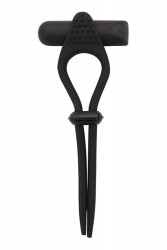 Черное вибролассо на пенис Adjustable Cockring с утяжкой Черное вибролассо на пенис Adjustable Cockring с утяжкой