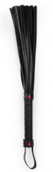 Черная многохвостая гладкая плеть с ручкой - 40 см.