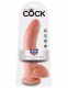 Телесный дилдо с мошонкой Cock With Balls на присоске - 22,9 см.