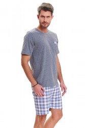 Короткая мужская пижама с клетчатыми шортами Doctor Nap